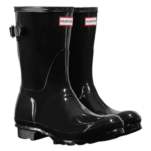 Hunter Shoes - Hunter Original Short Black Gloss Boots Size 7